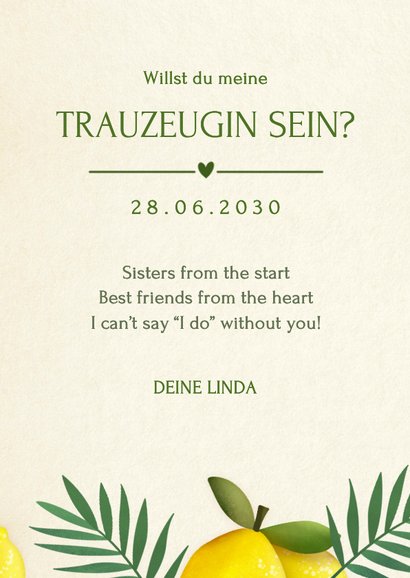 Trauzeugin fragen Zitronen Hochzeitskarte 3