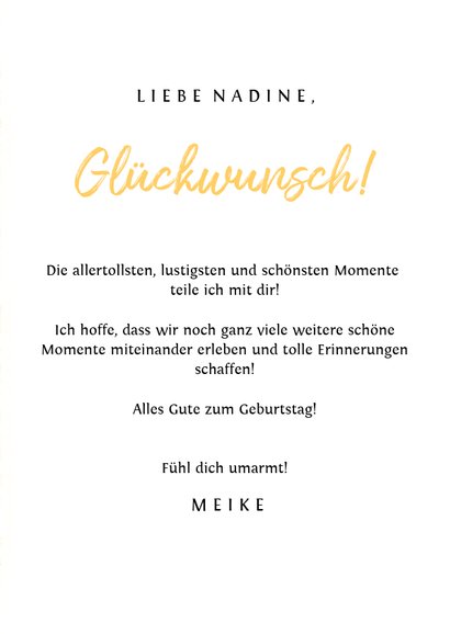 Trendy Glückwunschkarte gelb mit Foto 3