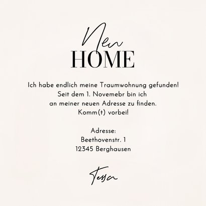 Umzugskarte Hand Linienzeichnung Schlüsselbund 'New Home' 3