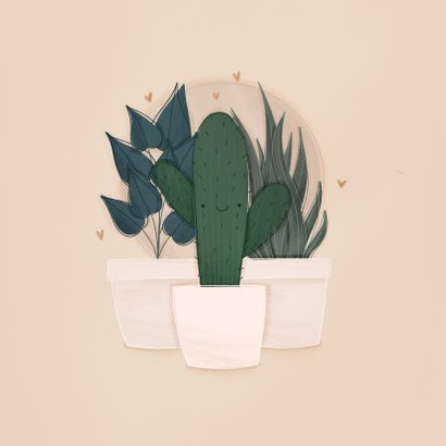 Umzugskarte mit Kaktus, Pflanzen & Herzchen 2