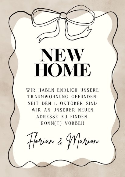 Umzugskarte 'New Home' Schleife Schlüsselbund 3