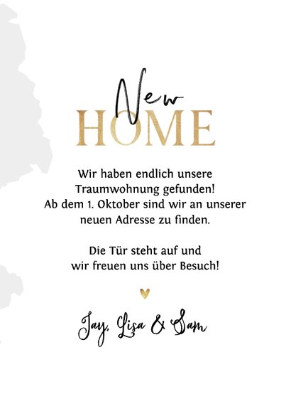 Umzugskarte Schlüssel Fotorahmen 'New Home' 3