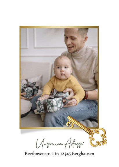 Umzugskarte Weihnachten Fotocollage Schlüssel Tannengrün 2