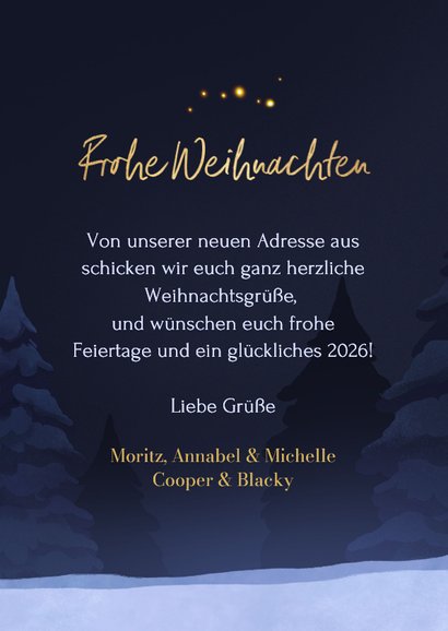 Umzugskarte zu Weihnachten Haustiere im Schnee 3