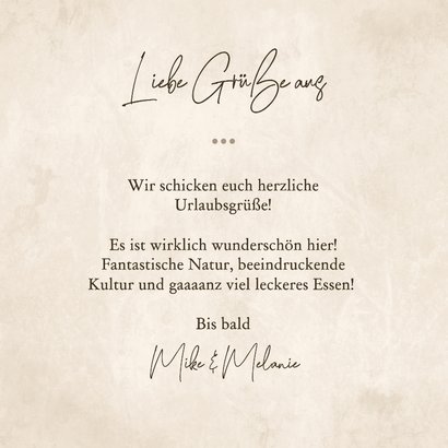 Urlaubsgrüße 6 Fotos auf Beige Grußkarte 3
