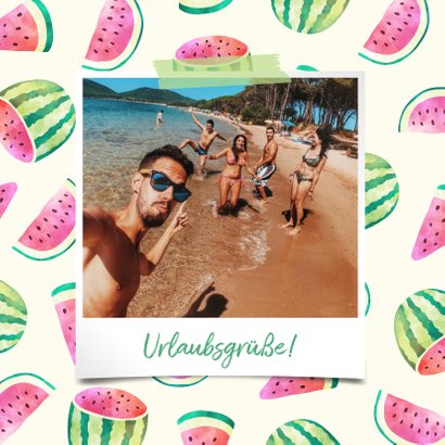 Urlaubskarte Polaroidfoto und Melonen Muster 2