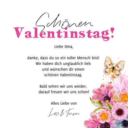 Valentinsgrüße Briefumschlag Blumen & Schmetterlinge 3