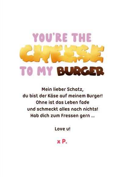 Valentinskarte 'Cheese to my Burger' 3