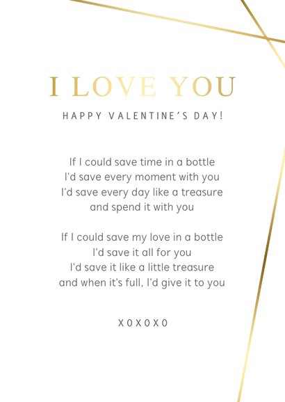 Valentinskarte großes Foto mit 'I love you' 3