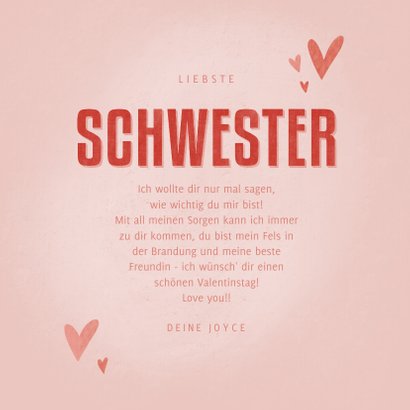 Valentinskarte 'Meine liebste Schwester' 3