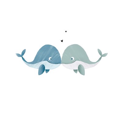 Valentinskarte 'Whale you be mine' blau & blau 2