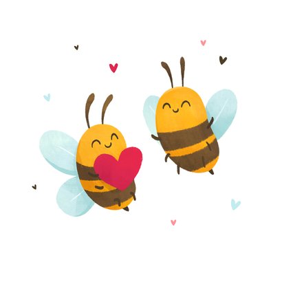 Valentinskarte zwei Bienen mit Herz 2