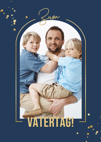 Vatertagskarte Bonuspapa mit Foto Blau Goldkleckse 2