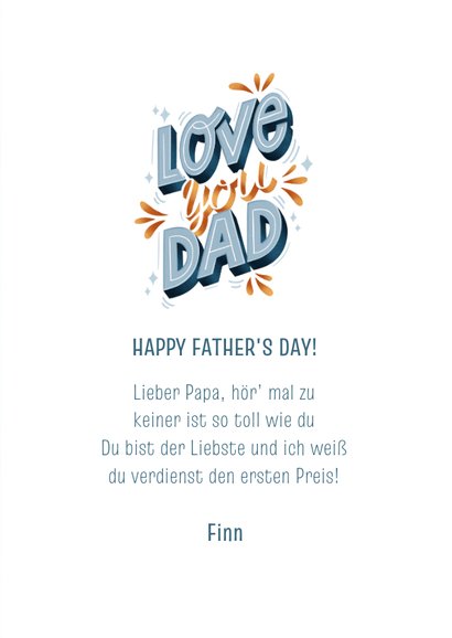 Vatertagskarte 'Love you dad' Lettering 3