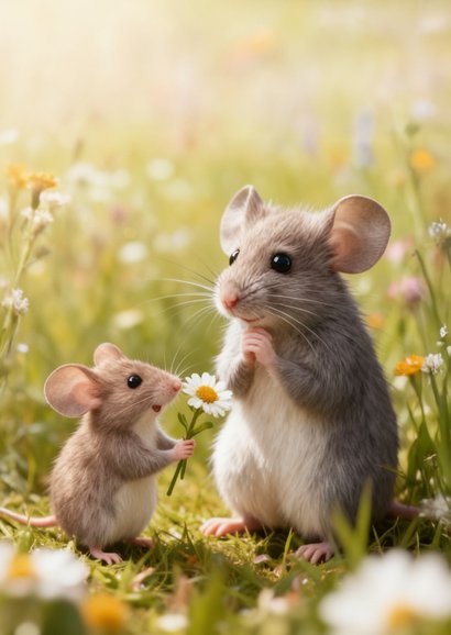 Vatertagskarte Maus Gänseblümchen 'Für den liebsten Papa' 2