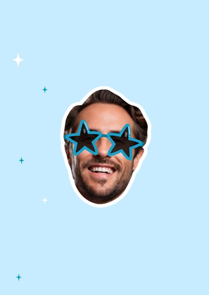 Vatertagskarte mit Foto im Stickerlook Sternchenbrille Cool 2