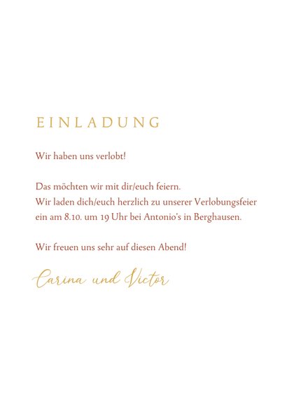 Verlobungskarte Herbststimmung mit Gold 3