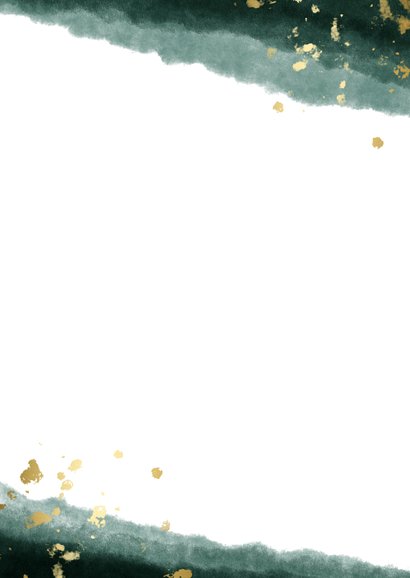 Verlobungskarte mit Foto in grün und gold Rückseite