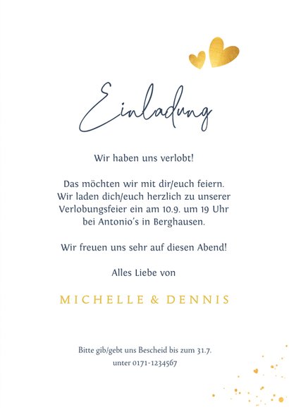 Verlobungskarte Paar Heiratsantrag Scherenschnitt gold 3