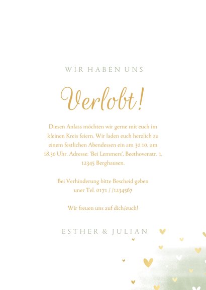 Verlobungskarte Tauben und Herzen 3