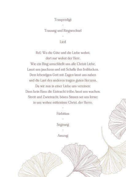 Vorlage Kirchenheft Hochzeit Ginkgo pur & natürlich 3