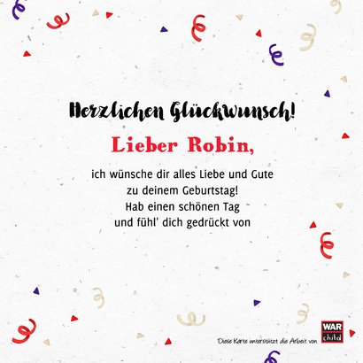 War Child - Geburtstagskarte bunte Schilder 3