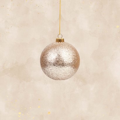 Wehnachtskkarte Kugeln Glitzer mit Fotos gold beige Rückseite