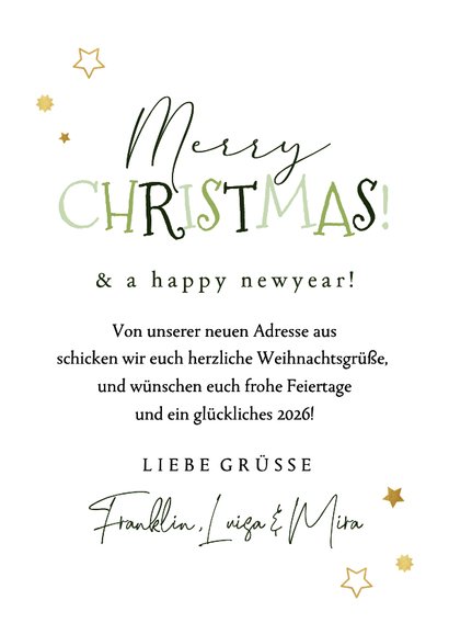 Weihnachtliche Umzugskarte Fotocollage mit Gold Schlüssel 3