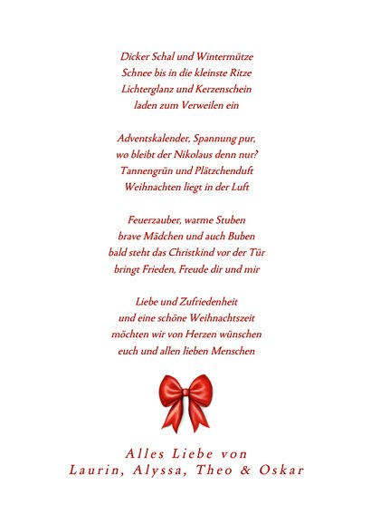 Weihnachts-Fotokarte rote Schleife 3