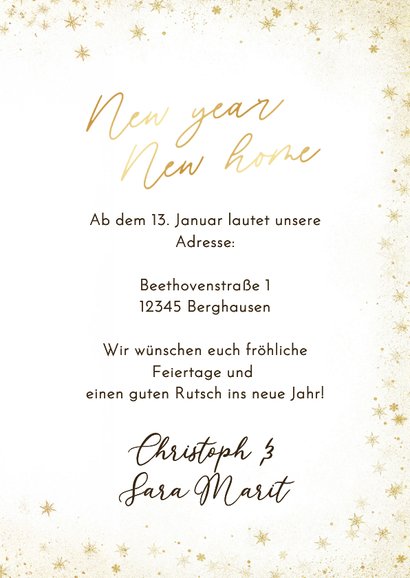 Weihnachts-Fotokarte Umzug 'New Home' mit Sternen 3