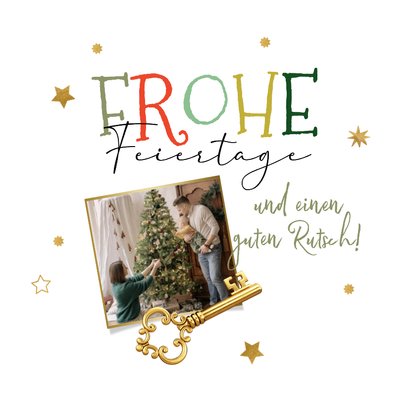 Weihnachts-Umzugskarte 'Merry New Home' Schlüssel & Fotos 2