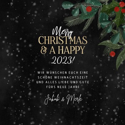 Weihnachtsgrußkarte mit Zweigen & Typografie 3