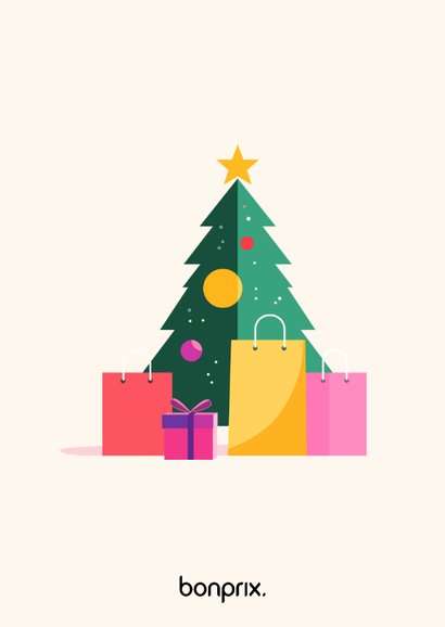 Weihnachtskarte abstrakte Formen Weihnachtsbaum bunt Bonprix 2