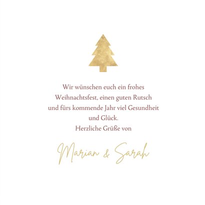 Weihnachtskarte Baum und Schrift in Goldoptik 3