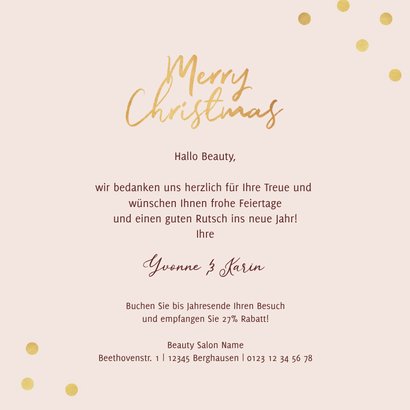 Weihnachtskarte Beautysalon Weihnachtskugeln 3