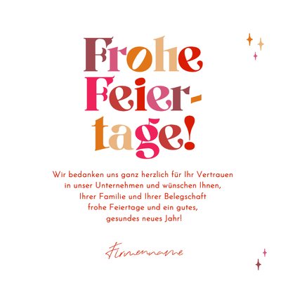 Weihnachtskarte Buchstaben beige bunt mit Sternchen 3