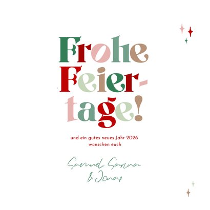 Weihnachtskarte Buchstaben grün mit Sternchen 3