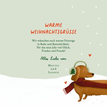 Weihnachtskarte Dackel im Schnee 3