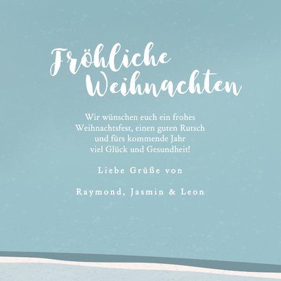 Weihnachtskarte drei lustige Wichtel im Schnee 3