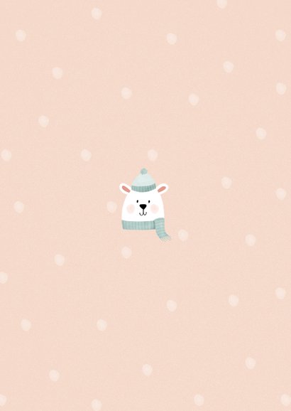 Weihnachtskarte Eisbär mit Schal und Mütze Rückseite