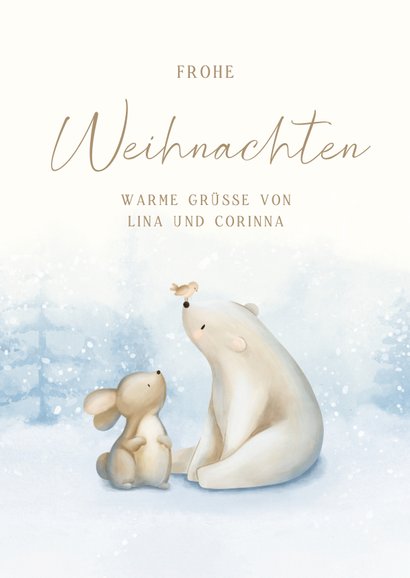 Weihnachtskarte Eisbär & Hase 3