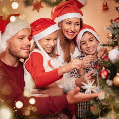 Weihnachtskarte Familienfoto 'Frohes Fest' gold 2