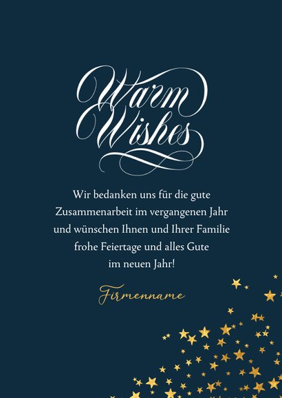 Weihnachtskarte Firma Foto Sternform & 'Warm wishes' 3