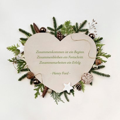 Weihnachtskarte Firma Herz mit Rahmen aus Zweigen 2