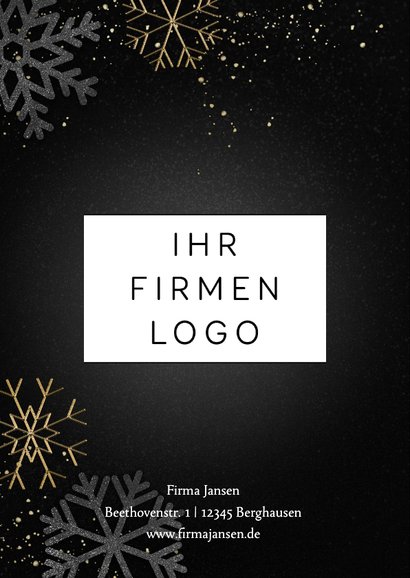 Weihnachtskarte Firma Schriftzug mit Schneekristallen 2