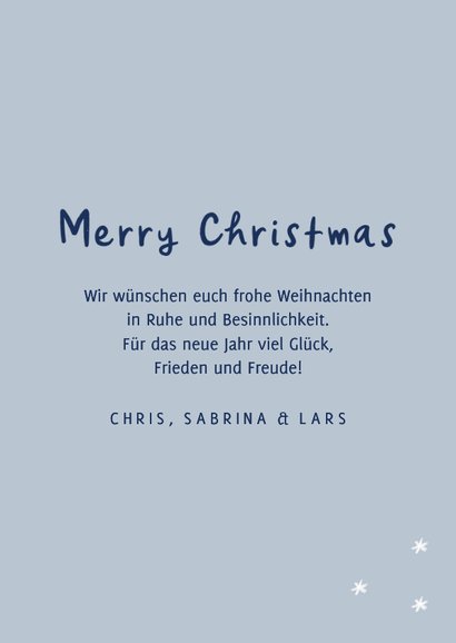 Weihnachtskarte Foto in blauem Rahmen mit Schleife 3