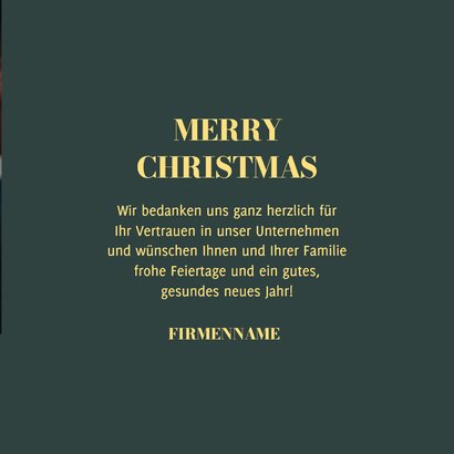 Weihnachtskarte Foto 'Merry Christmas' auf dunkelgrün  3
