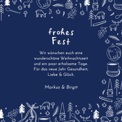 Weihnachtskarte Foto Weihnachts-Doodles blau weiß 3