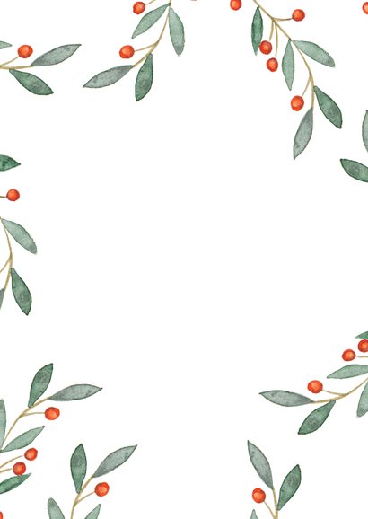 Weihnachtskarte Foto Zweige mit roten Beeren Rückseite