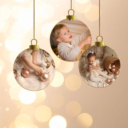 Weihnachtskarte Fotocollage in Weihnachtskugeln Lichteffekt 2